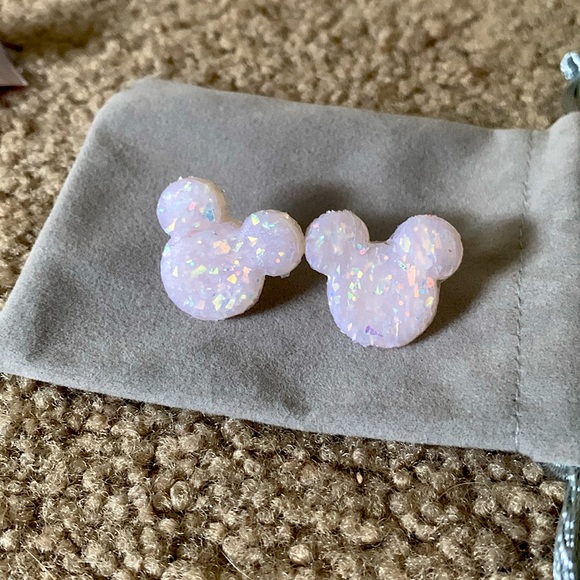 Glitter Pearl Handmade Mickey Mouse inspired earrings - stud backing - Picture 3 of 4